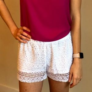 White crochet shorts